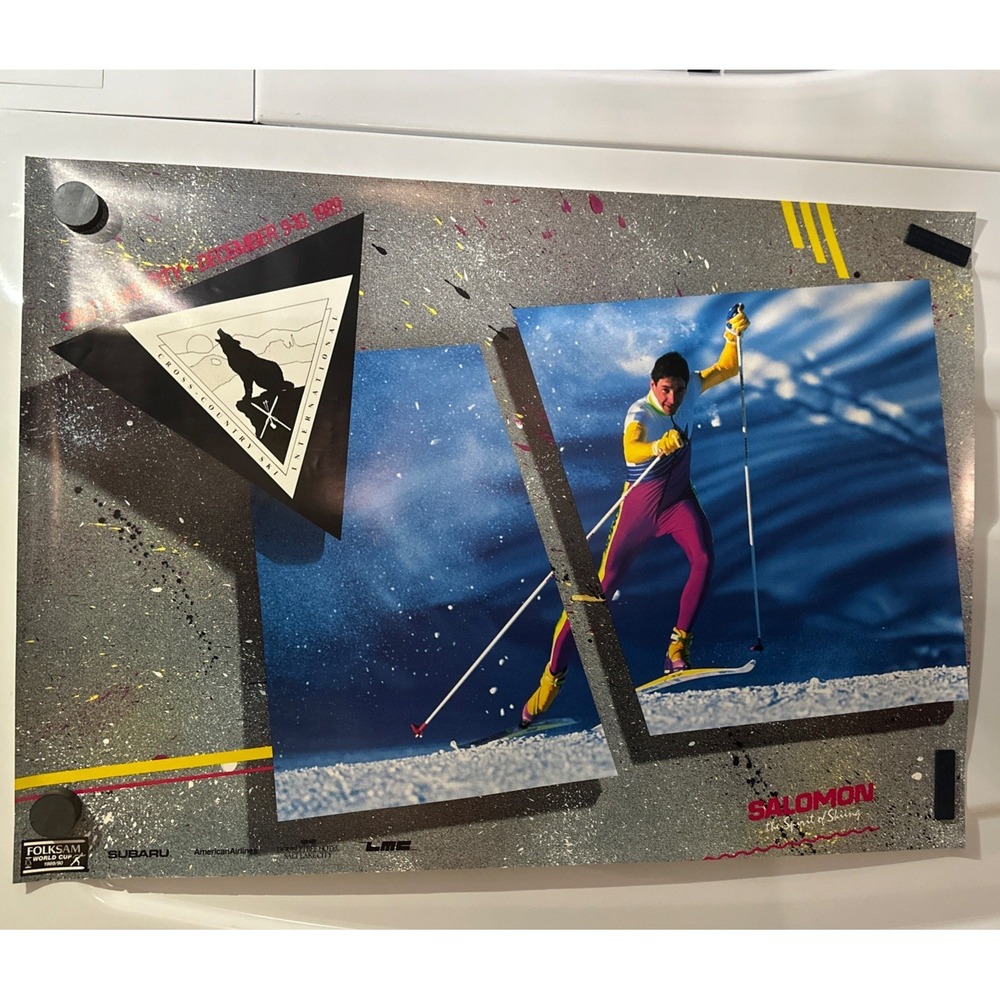 Salomon Sport Poster 1989 Pierre Harvey Skiing Salt Lake City 16x23 Good Vintage